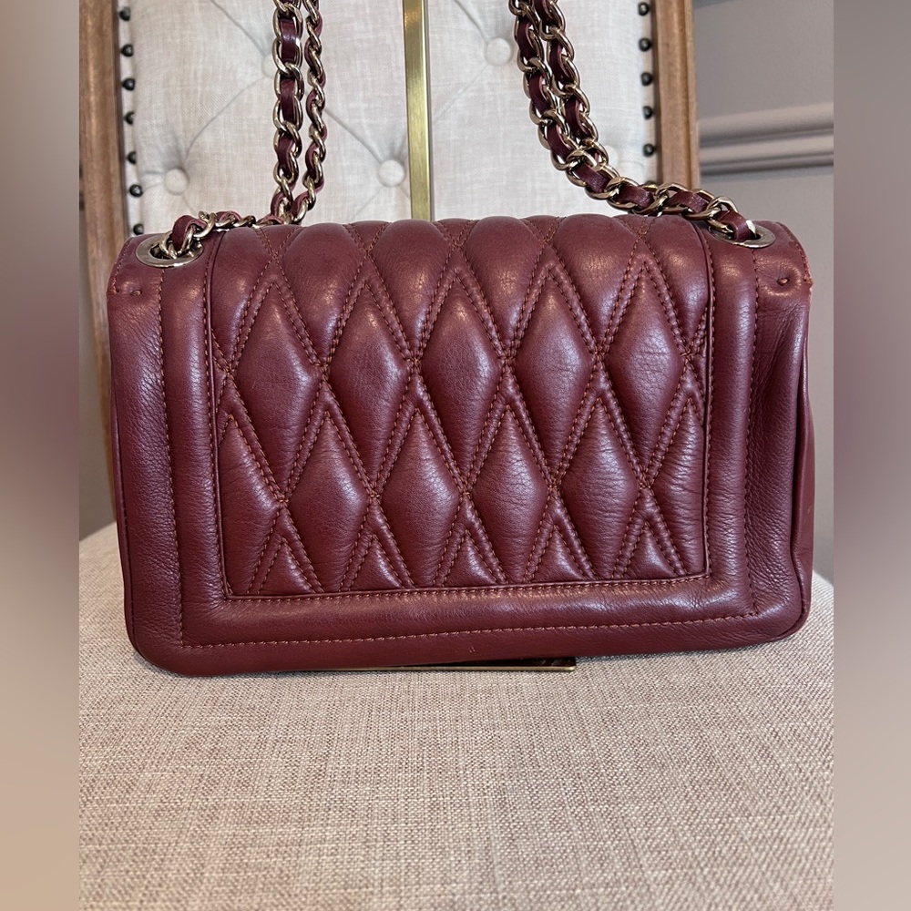 Valentino by Mario Valentino Quilted Leather Chain Shoulder Bag – Burgundy Wine - Picture 8 of 16